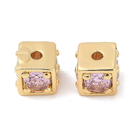 Brass Cubic Zirconia Beads KK-Q030-14B-G-1