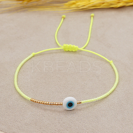 Adjustable Lanmpword Evil Eye Braided Bead Bracelet ZW2937-20-1