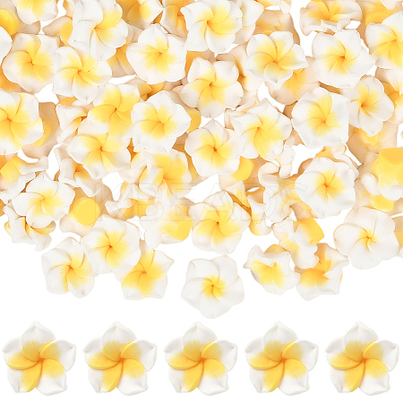 100Pcs Handmade Polymer Clay 3D Flower Plumeria Beads CLAY-SC0002-48C-1