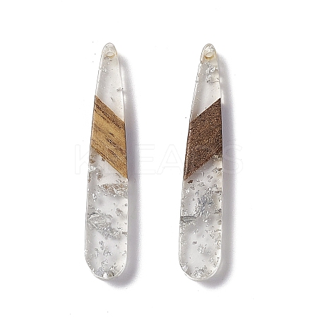Transparent Resin & Walnut Wood Pendants RESI-M027-12F-1