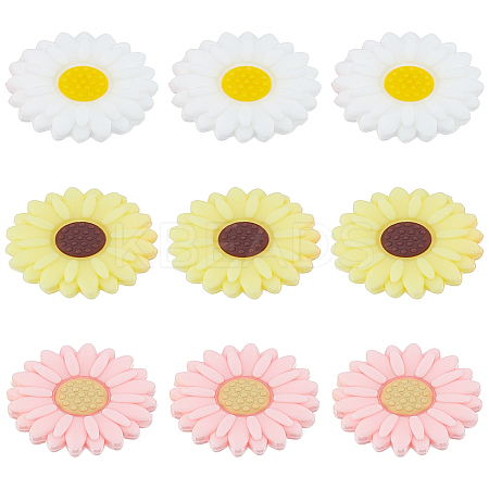 9Pcs 3 Colors Food Grade Eco-Friendly Silicone Beads SIL-LP0001-02-1