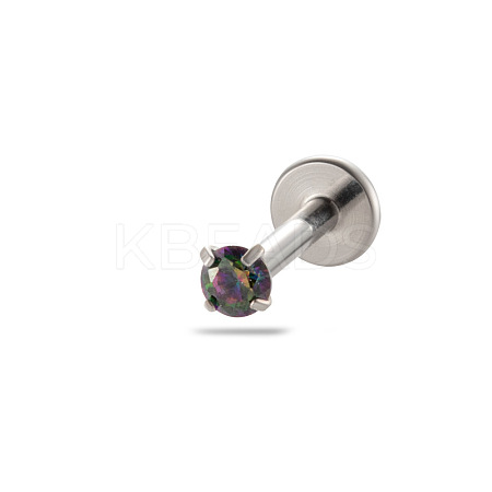 G23 Titanium Alloy Cubic Zirconia 17 Gauge Flat Round Threadless Labrets WG94BD7-19-1