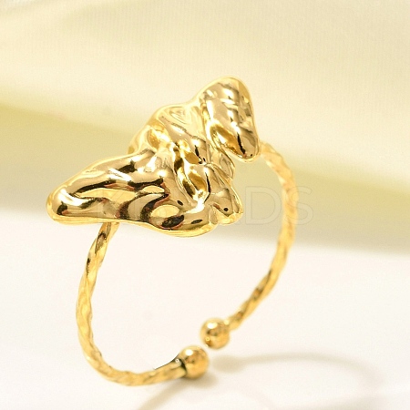 304 Stainless Steel Open Cuff Ring for Women LS-RJEW-B109-01G-03-1