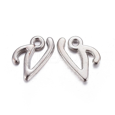 Platinum Plated Alloy Letter Pendants PALLOY-J718-01P-V-1