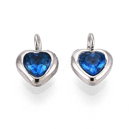 304 Stainless Steel Micro Pave Cubic Zirconia Pendants STAS-L022-396C-P-1