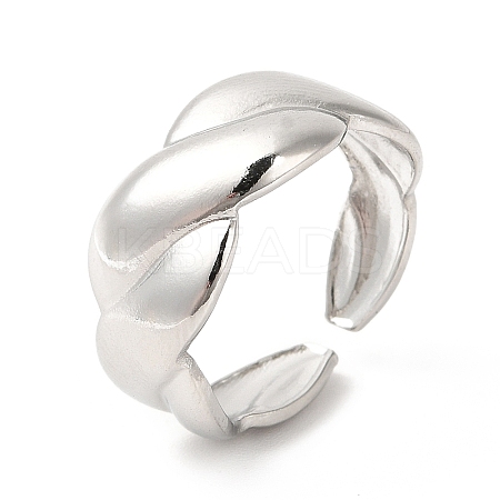 Non-Tarnish 304 Stainless Steel Twist Rope Shape Open Cuff Ring for Women X-RJEW-E063-06P-1
