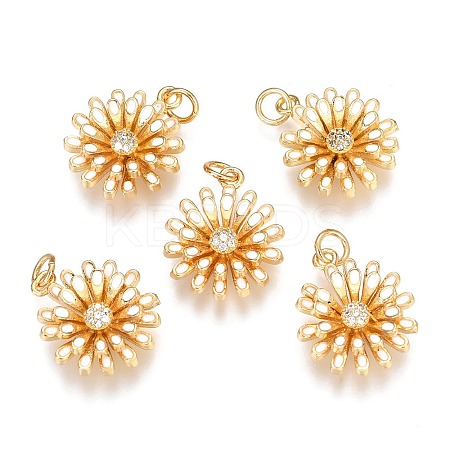 Brass Micro Pave Clear Cubic Zirconia Pendants ZIRC-B002-34G-I-1
