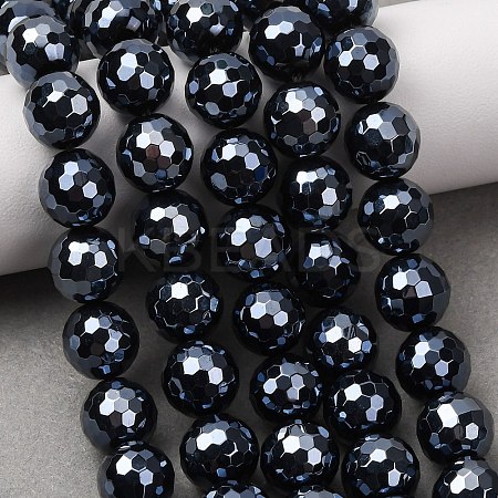 Electroplated Natural Agate Beads Strands G-B191-A07-10mm-18-1