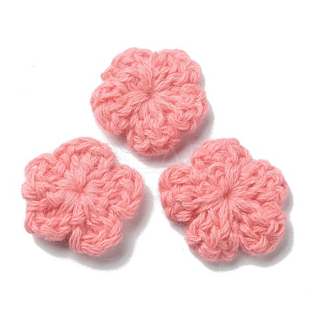 Peach Blossom Handmade Crochet Cotton Ornament Accessories AJEW-WH0326-53H-1