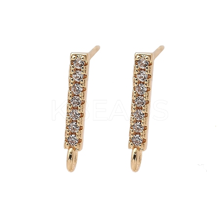 Brass Clear Cubic Zirconia Stud Earrings Finding for Women KK-A244-10C-G-1