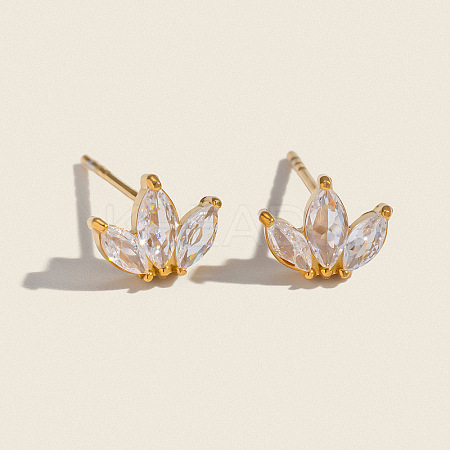 304 Stainless Steel Flower Stud Earrings X-WA7046-1