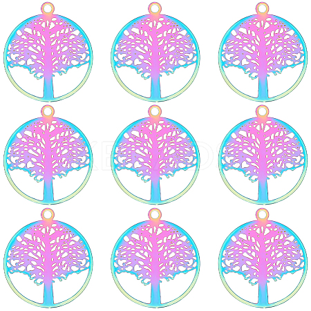 Ion Plating(IP) 201 Stainless Steel Filigree Pendants STAS-CN0001-44-1