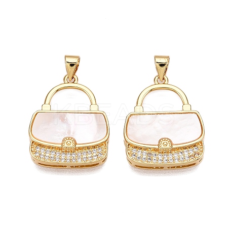 Brass Micro Pave Clear Cubic Zirconia Pendants KK-N254-184G-1