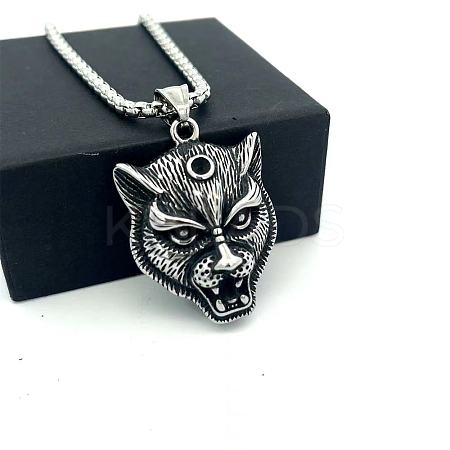 Vintage 304 Stainless Steel Lion Head Pendant Necklaces for Men Women LS-OG9311-1