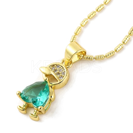 Brass Pave Cubic Zirconia Boy Love Pendant Necklaces for Women LS-NJEW-S430-01G-04-1