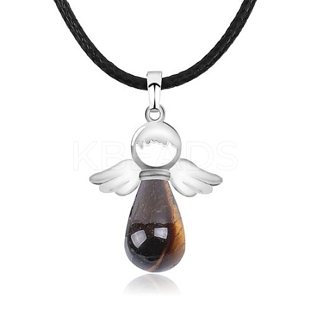 Angel Natural Tiger Eye Pendant Necklaces OH8264-06-1