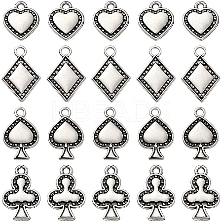 72Pcs 4 Styles Tibetan Style Alloy Pendants FIND-SC0019-40AS-1