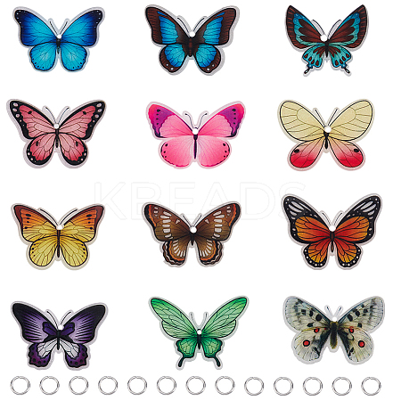 48Pcs 12 Styles Opaque Acrylic Pendants SACR-SC0001-45-1