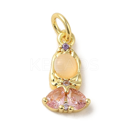 Brass Micro Pave Colorful Cubic Zirconia Glass Pendants KK-R162-026I-G-1