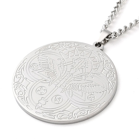 Non-Tarnish 304 Stainlessa Steel Curb Chain Pendant Necklaces LS-NJEW-H034-05P-1