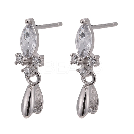 Rhodium Plated 925 Sterling Silver Stud Earring Findings STER-F048-34P-1