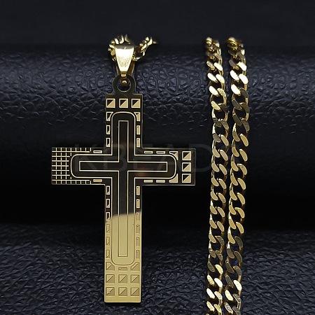 304 Stainless Steel Cross Pendant Necklaces YH0814-1-1