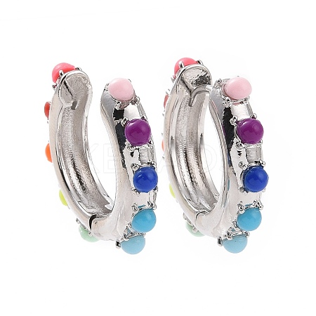 Colorful Resin Beaded Hoop Earrings LS-EJEW-I274-01P-1