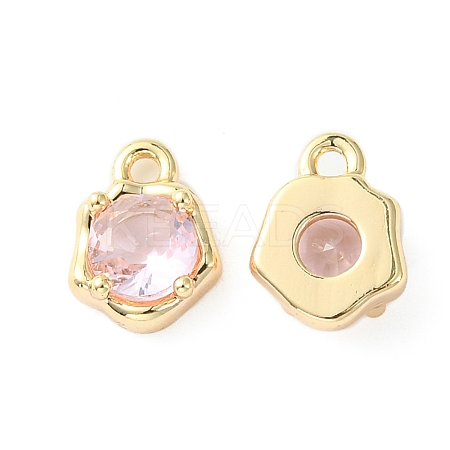 Brass Micro Pave Cubic Zirconia Charms KK-L208-10G-03-1