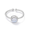Natural Blue Lace Agate Cuff Rings RJEW-E074-01P-05-3
