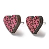 Printing Wood Stud Earrings for Women EJEW-B028-11-1