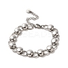 Non-Tarnish 304 Stainless Steel Flat Round Link Chain Bracelet BJEW-Q776-02C-01-1