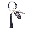 Silicone Round Beaded Keychain with Imitation Leather Tassel KEYC-SW00005-01-1
