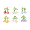 6Pcs 6 Colors Transparent Glass Pendants PALLOY-MZ00740-1