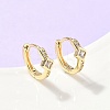 Rhombus Brass Micro Pave Clear Cubic Zirconia Hoop Earrings EJEW-Z102-14G-1