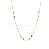 Flower 304 Stainless Steel Enamel Link Chain Necklaces STAS-OY010-10G-3