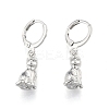 Brass Cat Dangle Leverback Earrings for Women EJEW-N012-105P-2