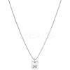 1Pc Stainless Steel Letter Rectangle Pendant Necklaces NJEW-LP0001-34N-P-1