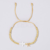 Brass Round Bead Braided Bead Bracelets VB3830-11-1