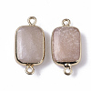 Edge Golden Plated Natural Pink Aventurine Links connectors G-S359-034I-2