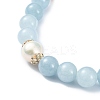 Natural Quartz & Pearl Beaded Stretch Bracelet for Women BJEW-JB09384-04-3