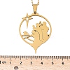 201 Stainless Steel Hollow Star with Prayer Pendant Necklaces for Ramadan & Eid Mubarak NJEW-D318-04G-5