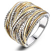 Criss Cross Alloy Crystal Rhinestone Wide Finger Rings FS-WGCE8BA-04-4