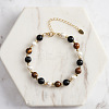 Natural Tiger Eye & Black Obsidian Beaded Bead Bracelets BJEW-L692-004G-4