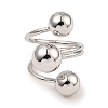 Rack Plating Brass Round Ball Beded Open Cuff Rings RJEW-D009-02P-1