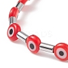 Lampwork Evil Eye & Stainless Steel Column Beaded Stretch Bracelet with Cross Charm for Women BJEW-JB08601-6