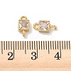 Brass Pave Cubic Zirconia Square Connector Charms KK-P348-12G-03-3