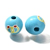 Valentine's Day Element Printed Wood Beads WOOD-R002-01-14-2