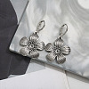 Flower Alloy with Imitation Leather Cord Pendant Necklace & Hoop Earring Sets FS-WGDD3CA-01-4