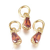 Brass Micro Pave Cubic Zirconia Charms ZIRC-F111-04G-06-1