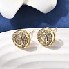 Flat Round Brass Micro Pave Clear Cubic Zirconia Stud Earrings EJEW-H180-13G-1